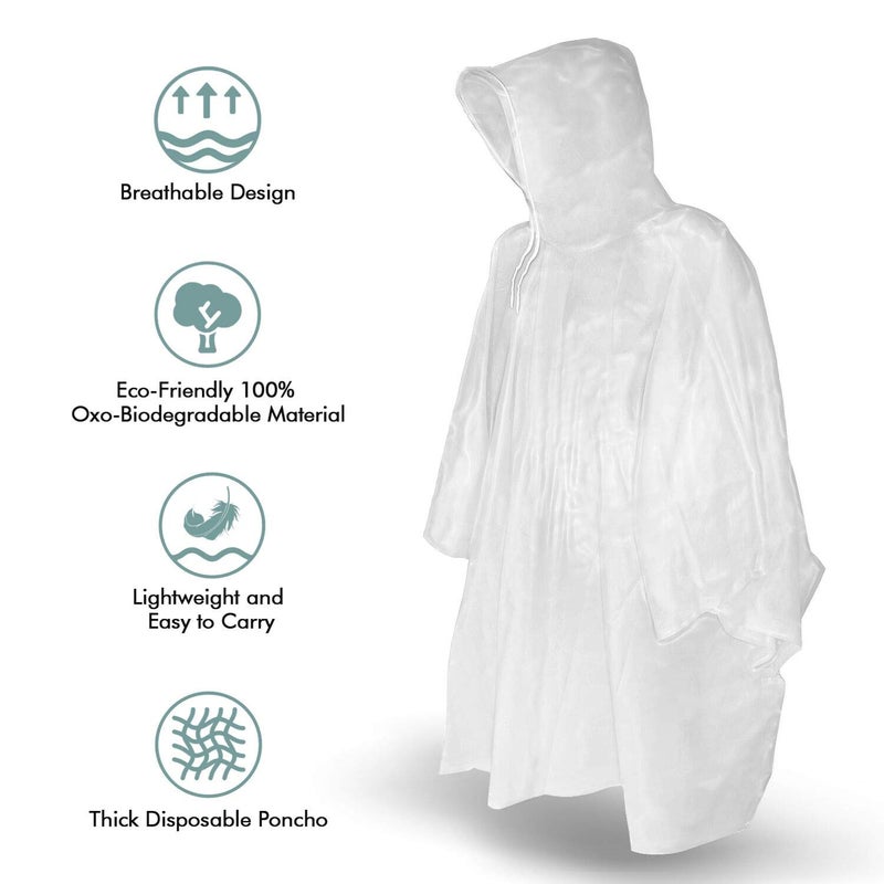 TORASO Rain Poncho with Hood for Adults, Disposable Clear Rain Poncho Adult Emergency Raincoats Disposableï¼ˆYP, 6pcsï¼‰ - Image 4